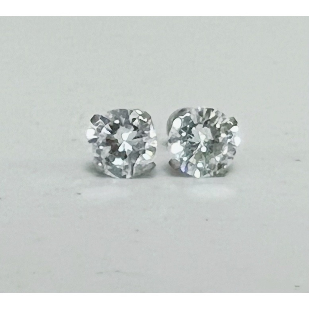 Silver Diamond Flat-Back Stud Post Earrings Jewel… - image 1